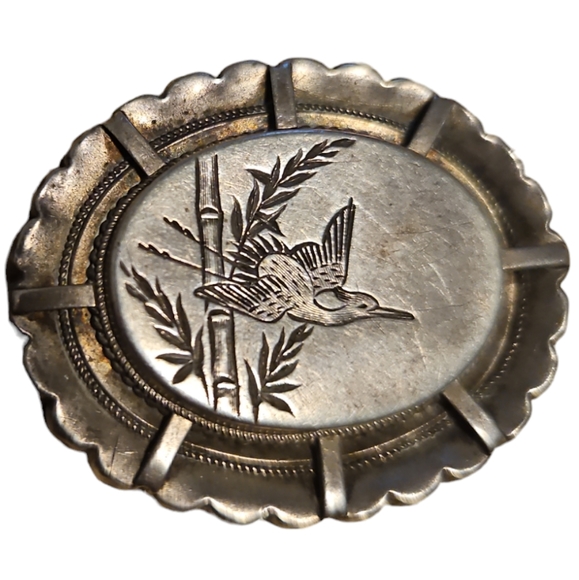 Oval Silver Vintage Brooch - Picture 2 of 3